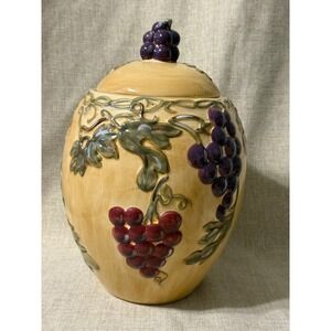 Noble Excellence Meritage Ceramic Cookie Jar Grapes Vintage 13 inchs Mint